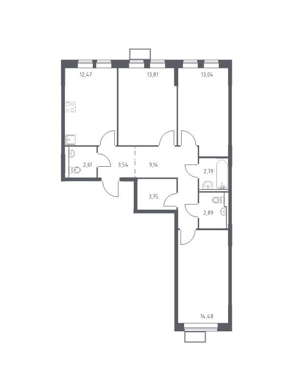 3 ккв 78,5 м²