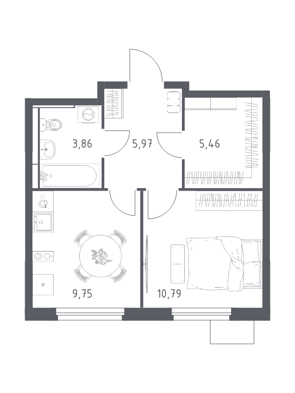 1 ккв 35,8 м²
