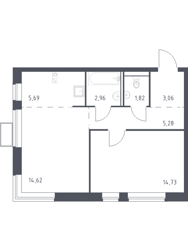 2 ккв (Евро) 48,2 м²