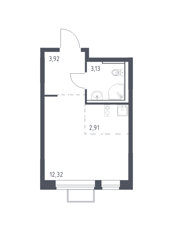 Студия 22,3 м²