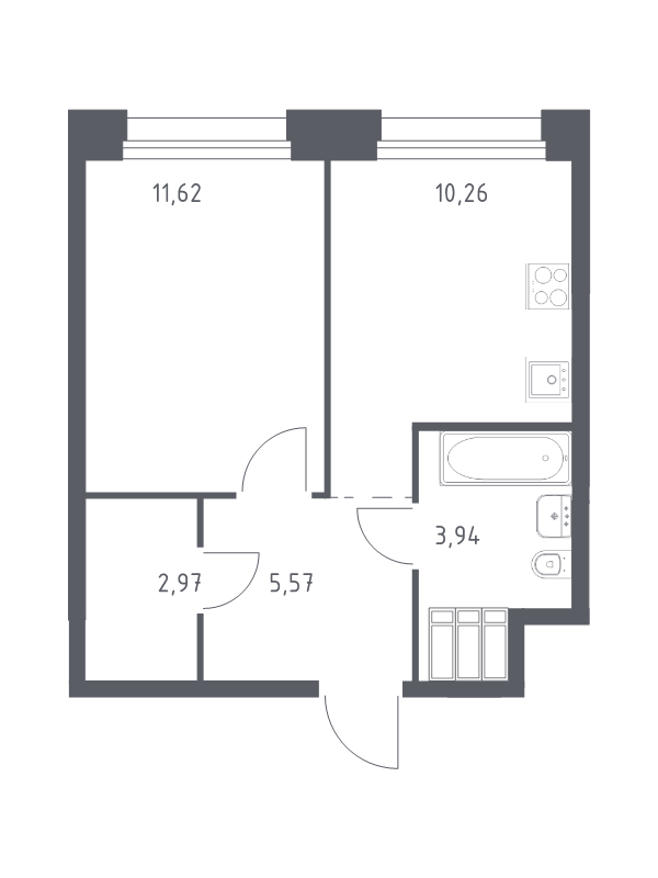 1 ккв 34,4 м²
