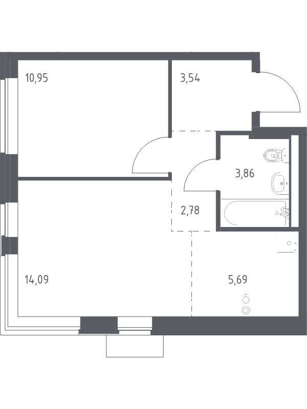 2 ккв (Евро) 40,9 м²