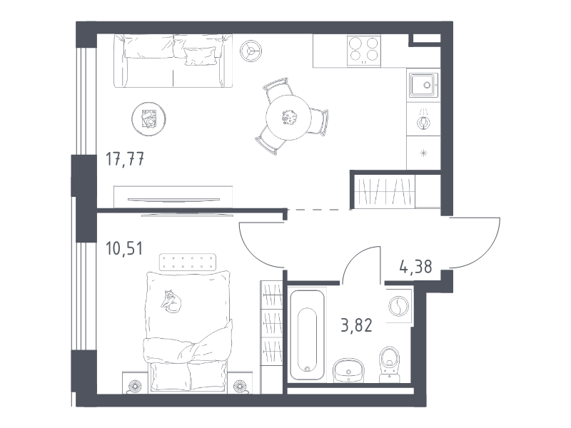 2 ккв (Евро) 36,5 м²