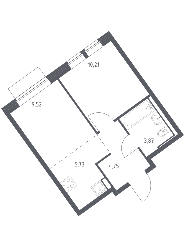 2 ккв (Евро) 34,1 м²