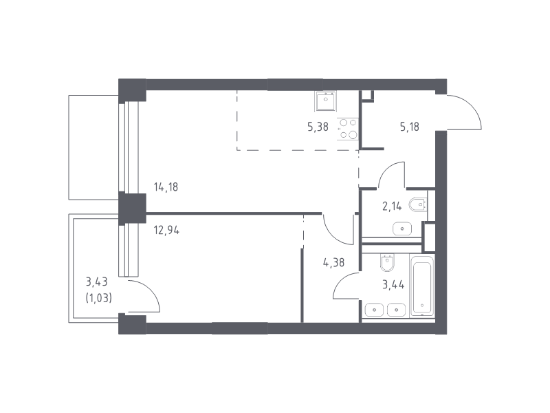 2 ккв (Евро) 48,7 м²