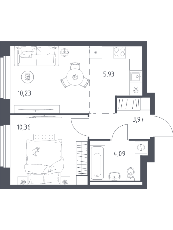 2 ккв (Евро) 34,6 м²