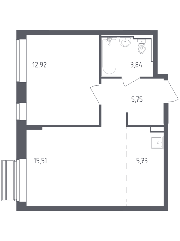 2 ккв (Евро) 43,8 м²
