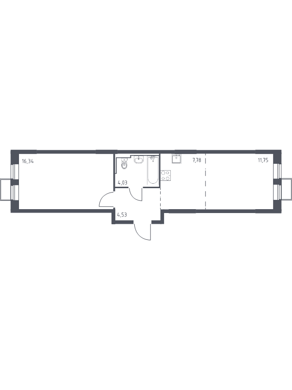 2 ккв (Евро) 44,4 м²