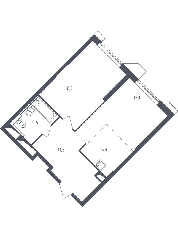 2 ккв (Евро) 51,5 м²