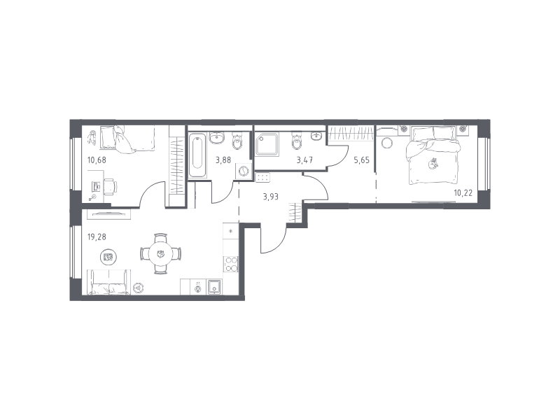 3 ккв (Евро) 57,1 м²