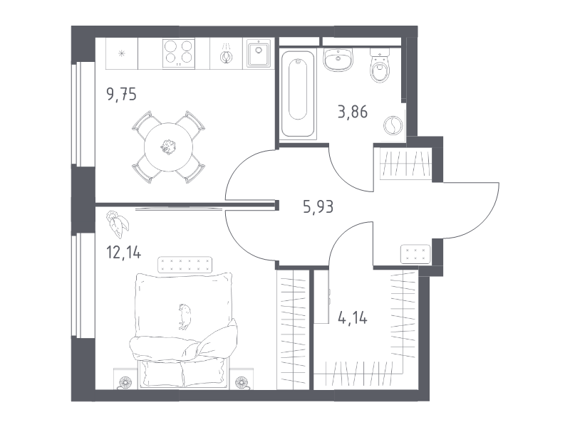 1 ккв 35,8 м²