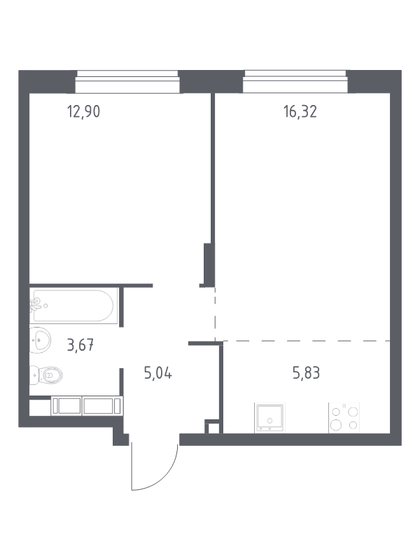 2 ккв (Евро) 43,8 м²