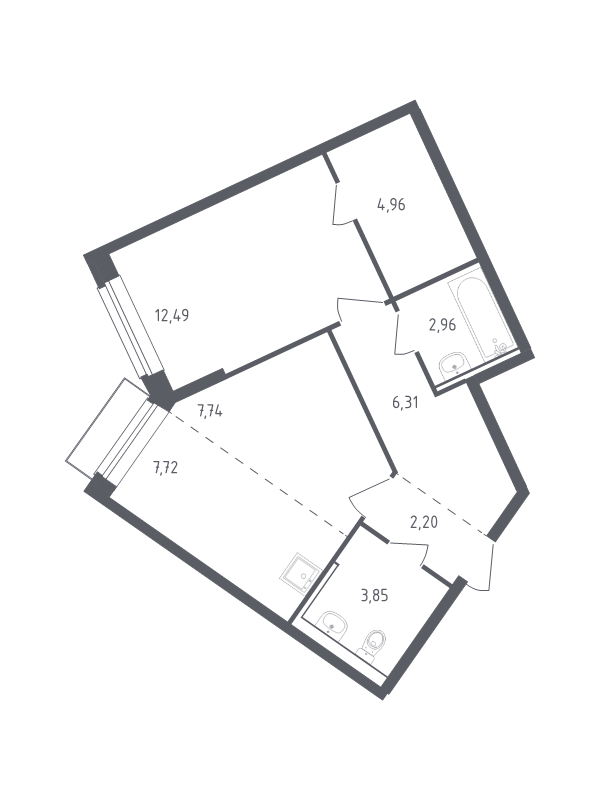 2 ккв (Евро) 47,7 м²