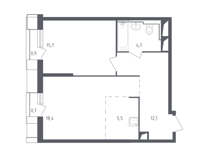 2 ккв (Евро) 58,1 м²
