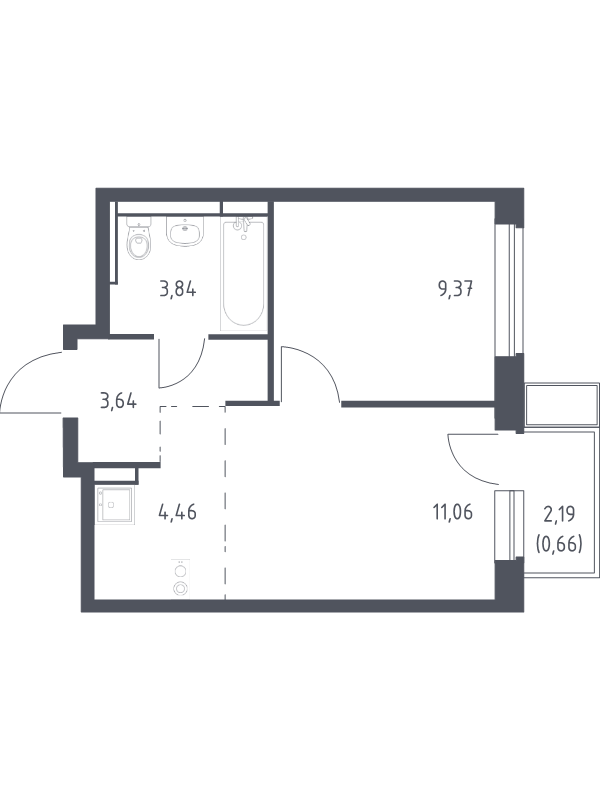 2 ккв (Евро) 33 м²