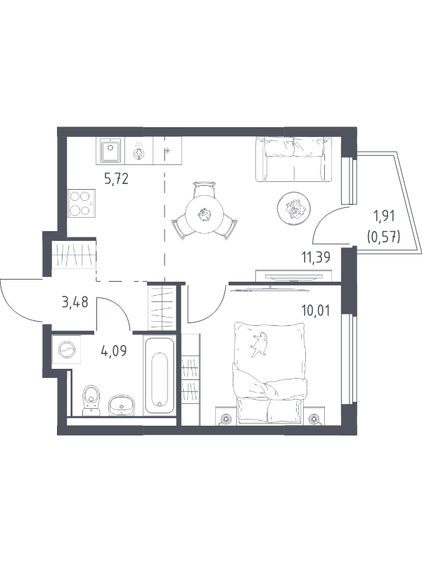 2 ккв (Евро) 35,3 м²