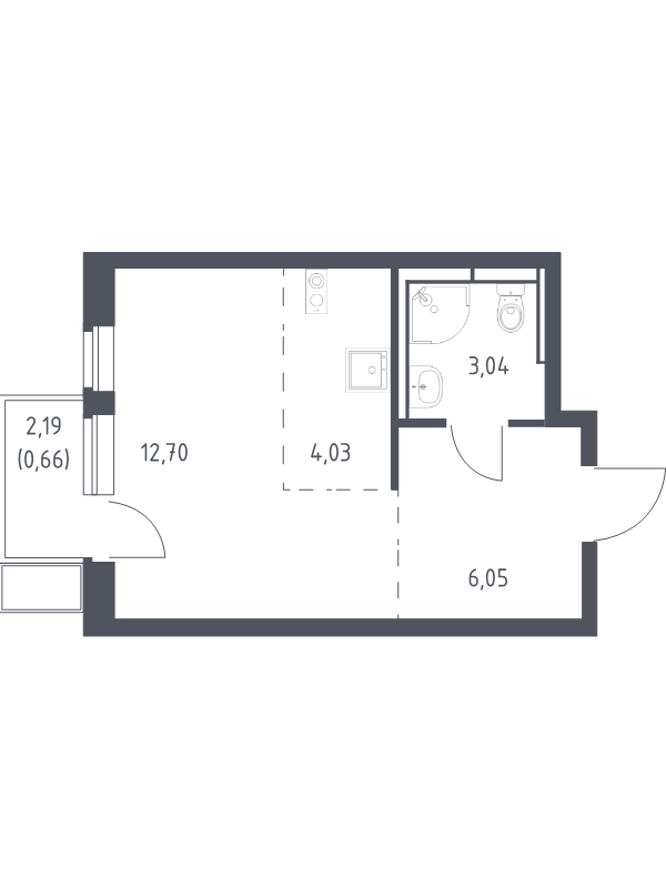 Студия 26,5 м²