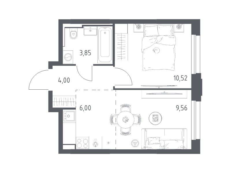2 ккв (Евро) 33,9 м²