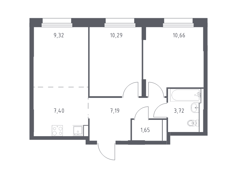 3 ккв (Евро) 50,2 м²