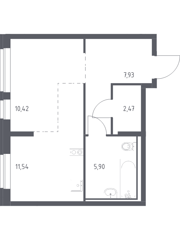 Студия 38,3 м²