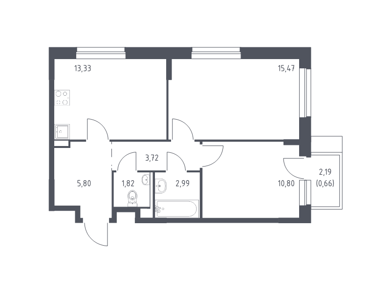 2 ккв 54,6 м²