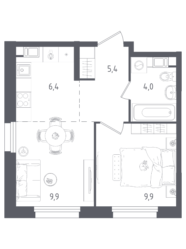 1 ккв 35,6 м²