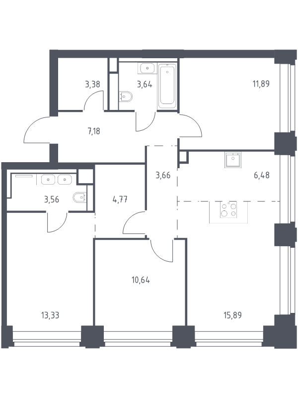 4 ккв (Евро) 84,4 м²