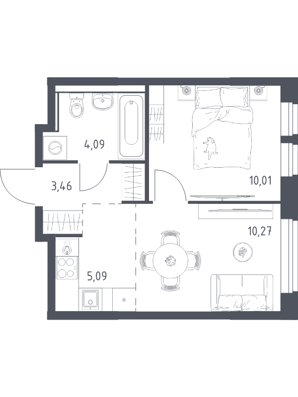 2 ккв (Евро) 32,9 м²