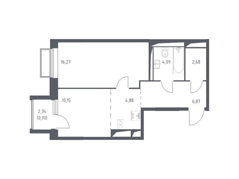 2 ккв (Евро) 45,8 м²