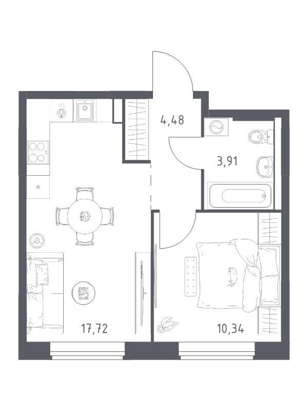2 ккв (Евро) 36,5 м²