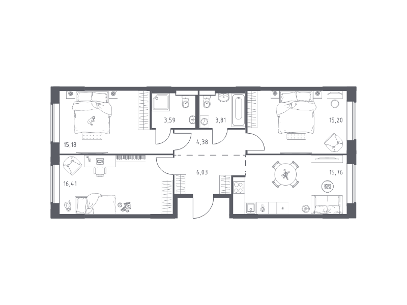 4 ккв (Евро) 80,4 м²