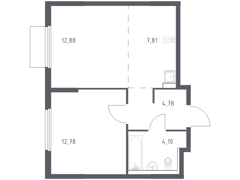 2 ккв (Евро) 42,4 м²