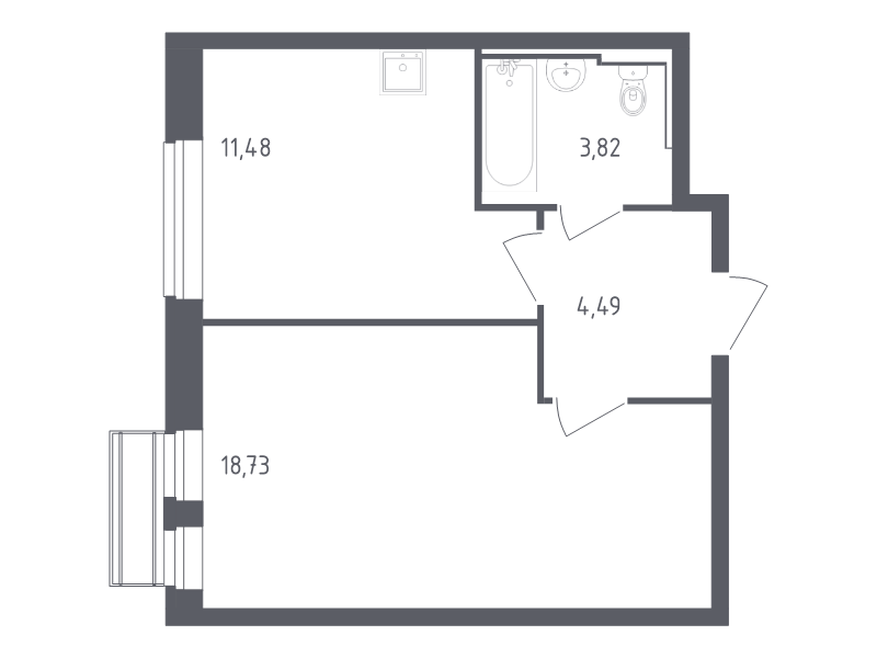 1 ккв 38,5 м²