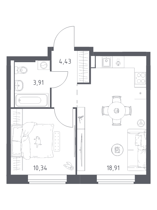 2 ккв (Евро) 37,6 м²