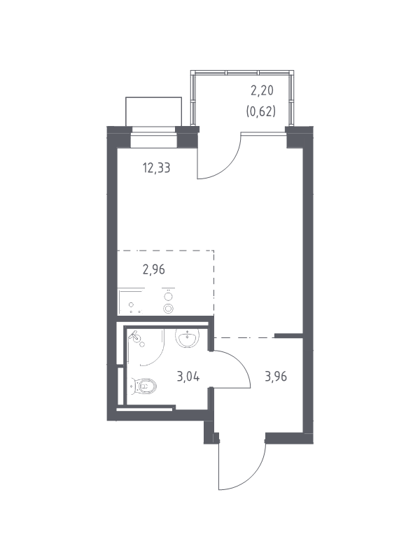 Студия 22,9 м²