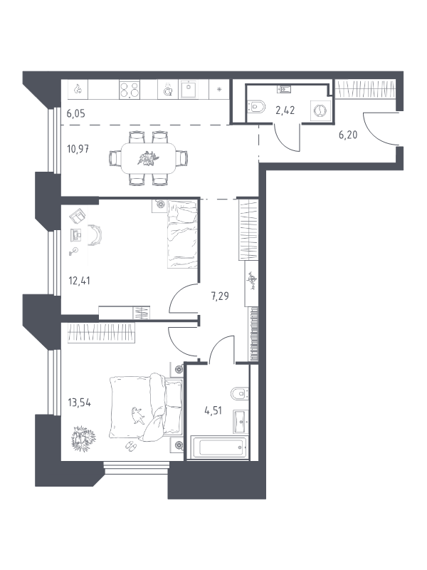 3 ккв (Евро) 63,4 м²