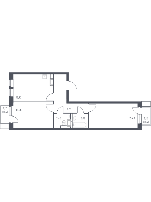 2 ккв 58,4 м²