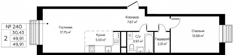2 ккв (Евро) 50,9 м²