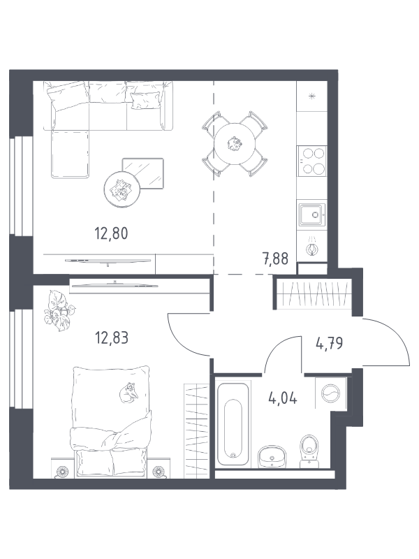 2 ккв (Евро) 42,3 м²