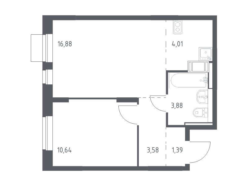 2 ккв (Евро) 40,4 м²