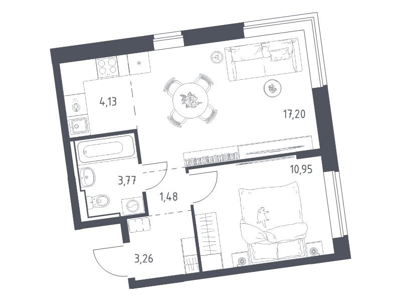 2 ккв (Евро) 40,8 м²