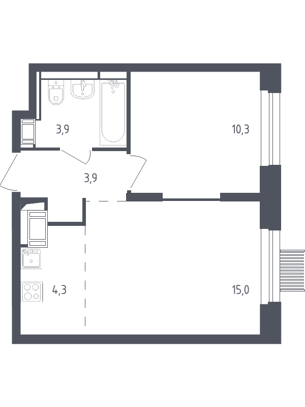 2 ккв (Евро) 36,8 м²