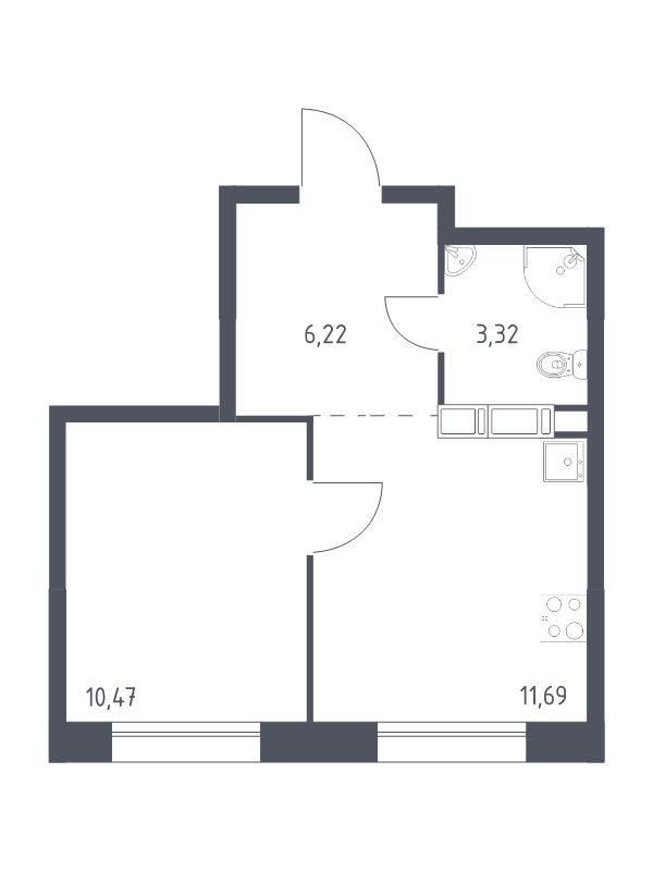 1 ккв 31,7 м²