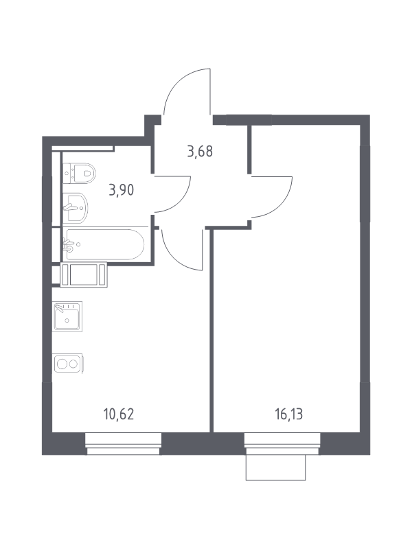 1 ккв 34,3 м²