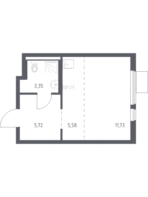 Студия 26,4 м²