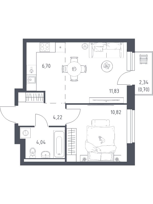 2 ккв (Евро) 38,3 м²