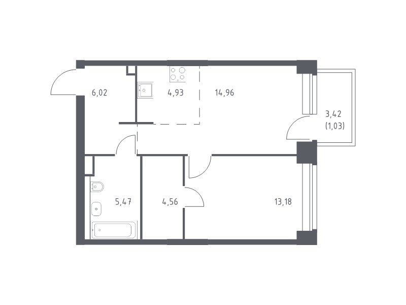 2 ккв (Евро) 50,2 м²