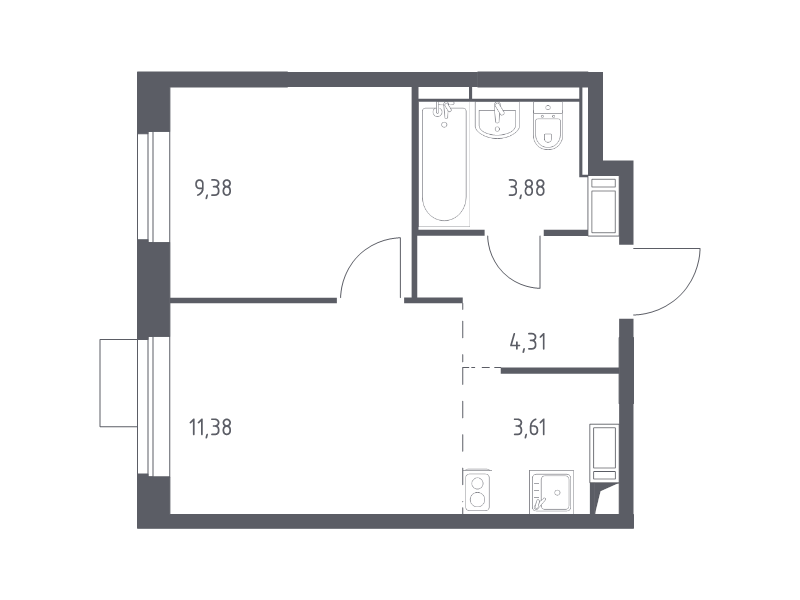 2 ккв (Евро) 32,6 м²