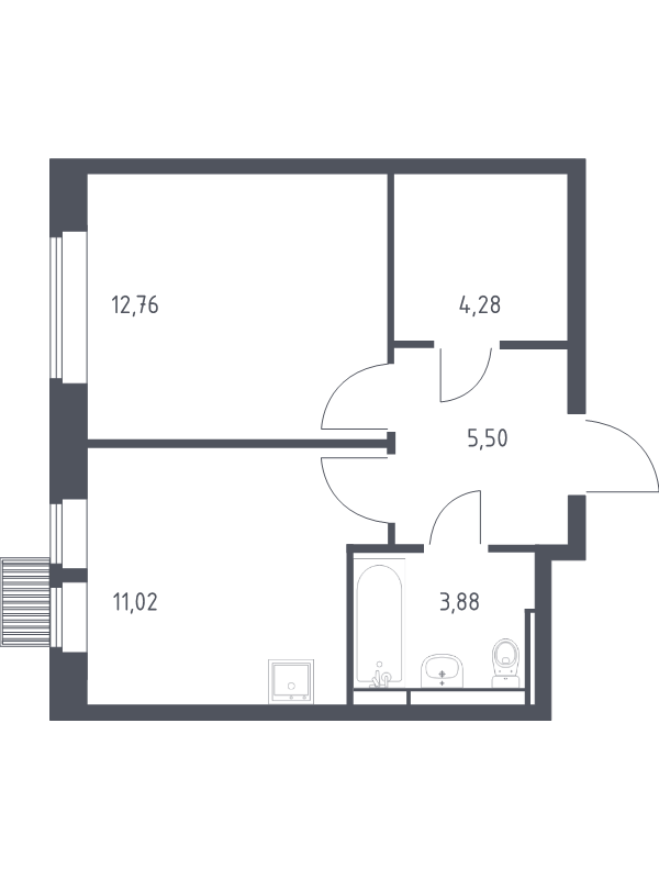 1 ккв 37,4 м²