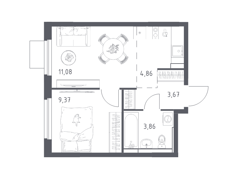 2 ккв (Евро) 32,8 м²